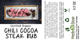 Organic Chili Cocoa Steak Rub Label