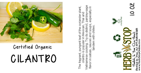 Organic Cilantro Label
