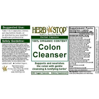 Colon Cleanser Capsules Label
