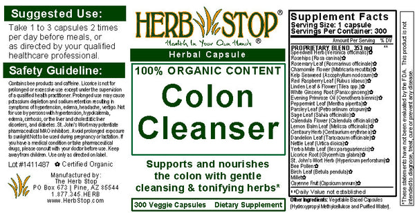 Colon Cleanser Capsules Label