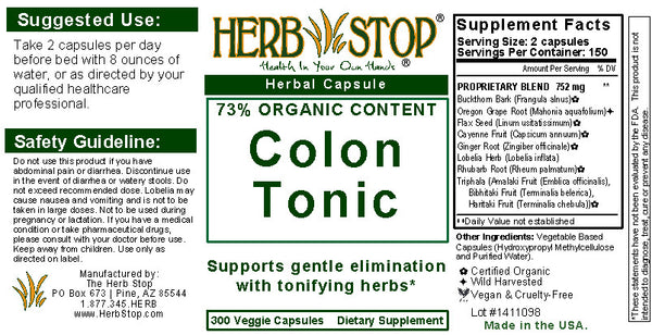 Colon Tonic Capsules Label