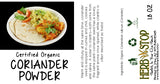 Organic Coriander Powder Label