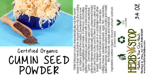 Organic Cumin Seed Powder Label