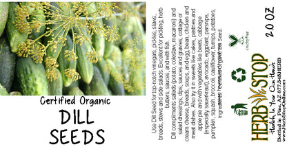 Organic Dill Seeds Label