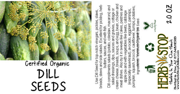 Organic Dill Seeds Label