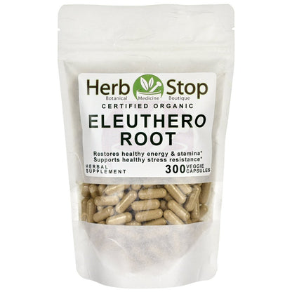 Organic Eleuthero Root Capsules Bulk Bag