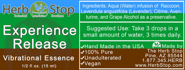 Experience Release Vibrational Essence Label