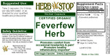 Feverfew Capsules Label