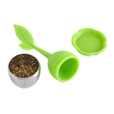 Leaf tea infuser open with loose leaf tea
