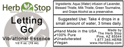 Letting Go Vibrational Essence Label