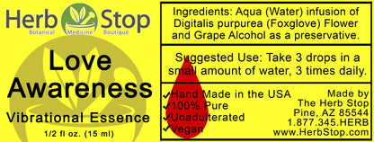 Love Awareness Vibrational Essence Label