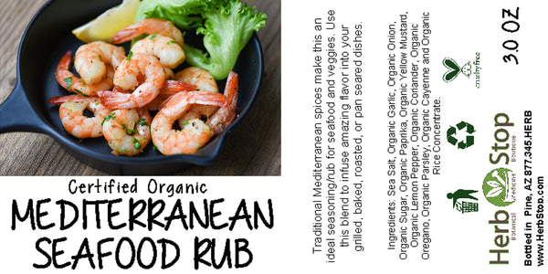 Organic Mediterranean Seafood Rub Seasoning Label