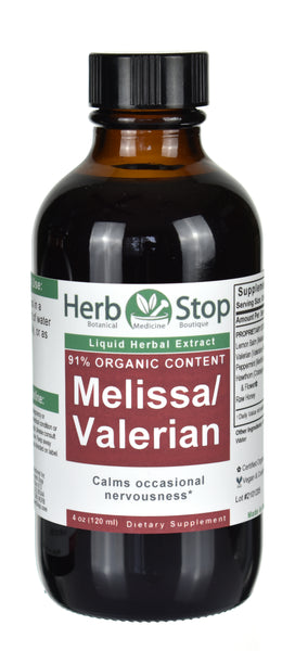Organic Melissa Valerian Liquid Herbal Extract 4 oz