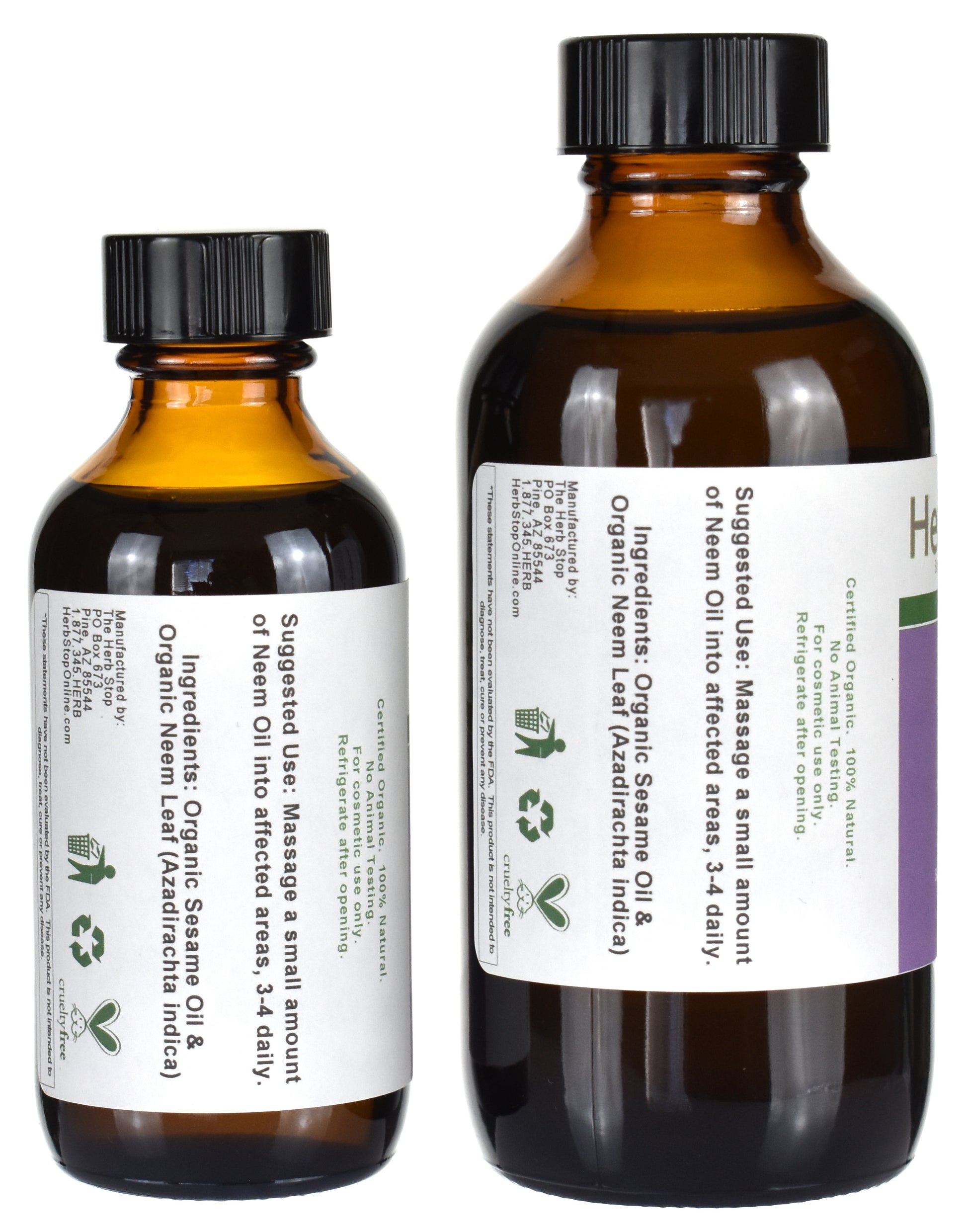 Organic Neem Infused Oil Bottles Side