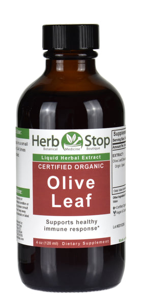 Organic Olive Leaf Liquid Herbal Extract 4 oz Bottle
