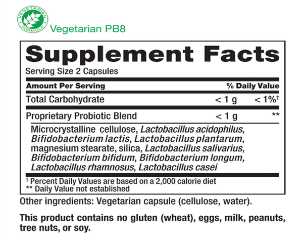 PB 8 - Pro-Biotics - Supplement Facts