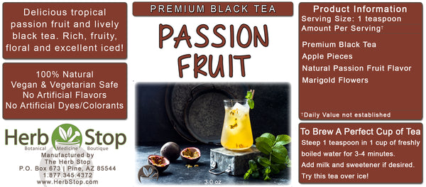 Passion Fruit Black Loose Leaf Tea Label
