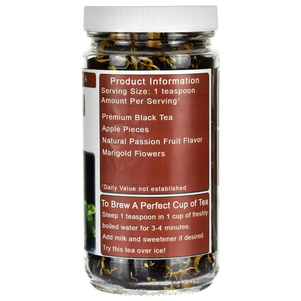 Passion Fruit Loose Leaf Black Tea Jar Side