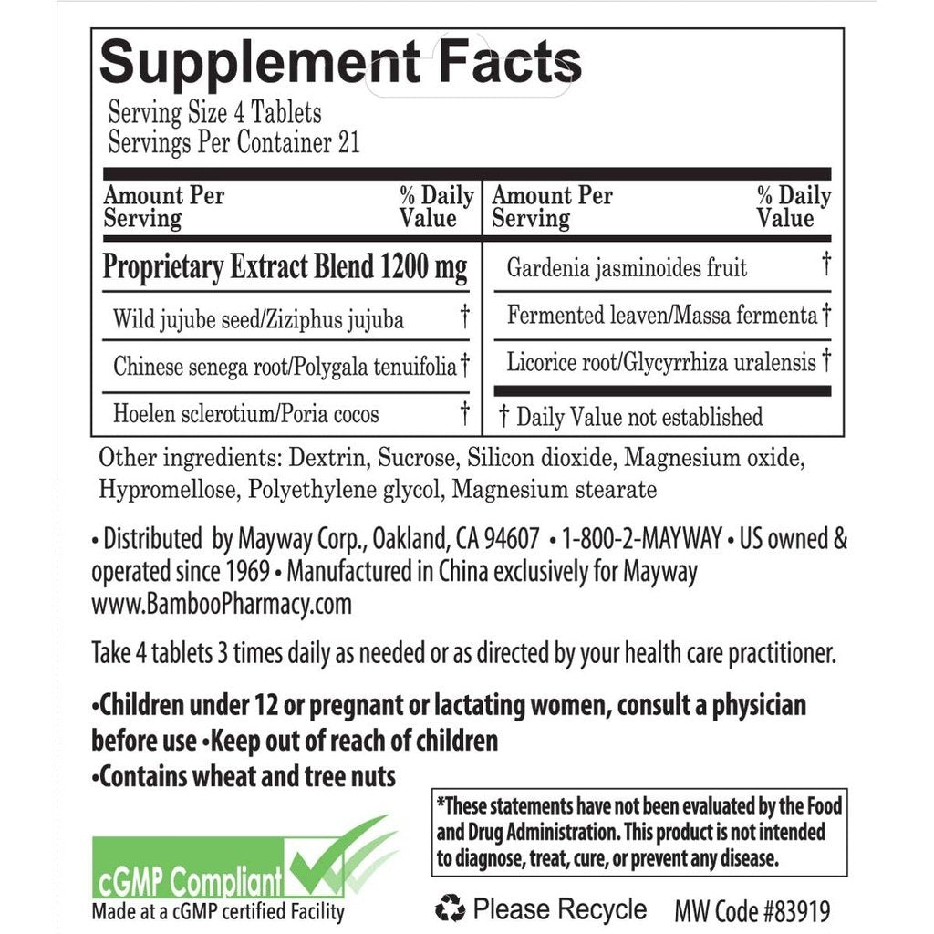 Restful Sleep Supplement Facts