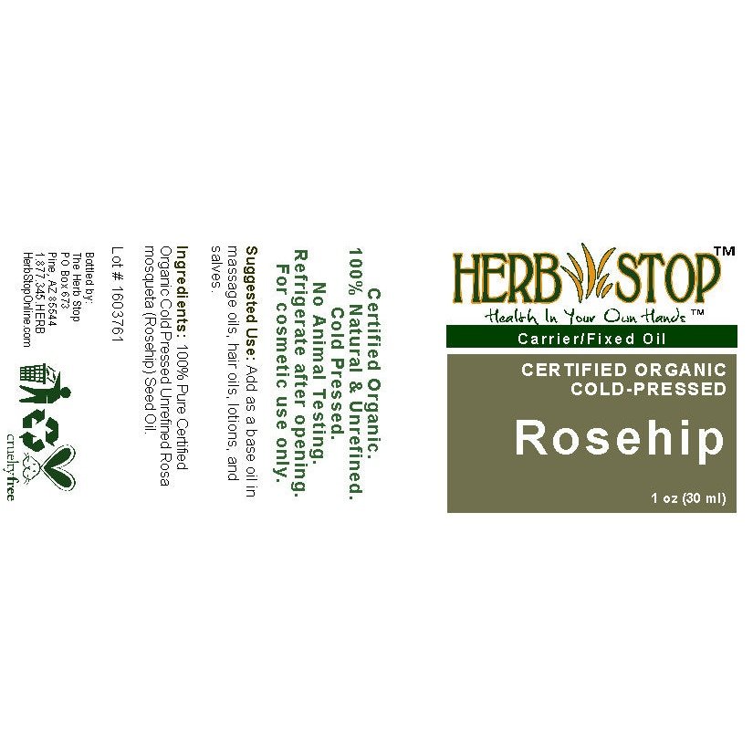 Organic Rosehip Seed Oil 1 oz Label