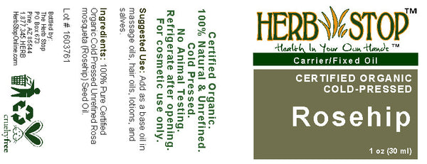 Organic Rosehip Seed Oil 1 oz Label