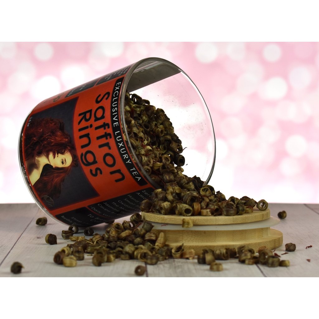 Saffron Rings Luxury Green Tea Open Jar with Lid