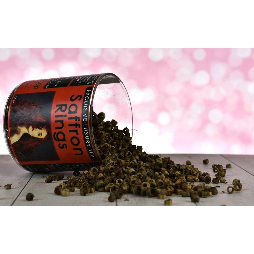 Saffron Rings Luxury Green Tea Open Jar