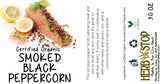 Smoked Black Peppercorns Label