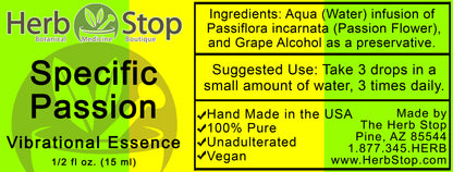 Specific Passion Vibrational Essence Label