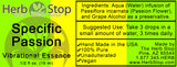 Specific Passion Vibrational Essence Label
