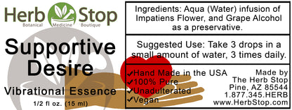 Supportive Desire Vibrational Essence Label