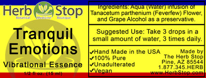 Tranquil Emotions Vibrational Essence Label