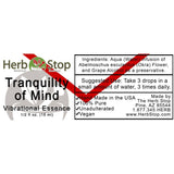 Tranquility of Mind Vibrational Essence Label