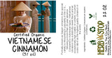 Organic Vietnamese Cinnamon label