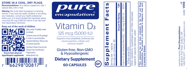 Vitamin D3 by Pure Encapsulations Label