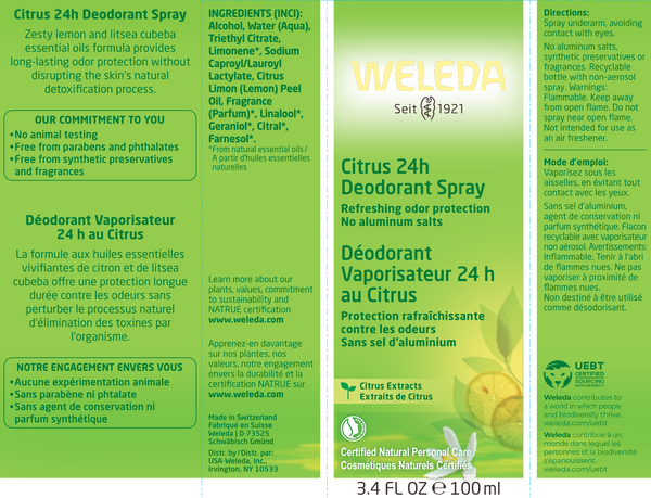 Weleda Citrus 24h Deodorant Spray Label
