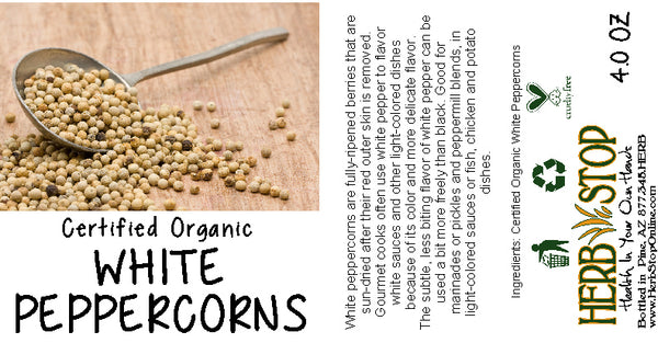 White Peppercorns Grinder Label