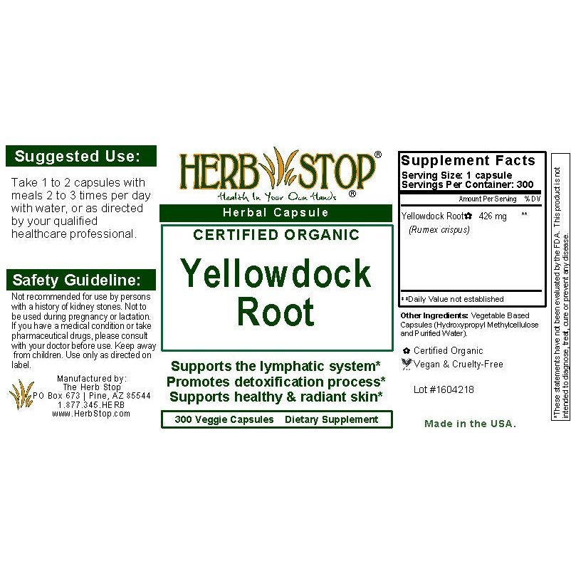 Yellowdock Capsules Label