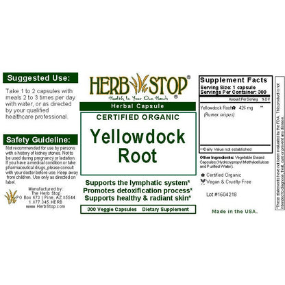 Yellowdock Capsules Label