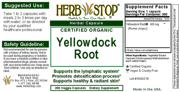 Yellowdock Capsules Label